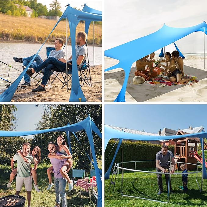 Beach Canopy Beach Tent Pop Up Shade 10x10ft Sun Shelter UPF50+ - Image 6