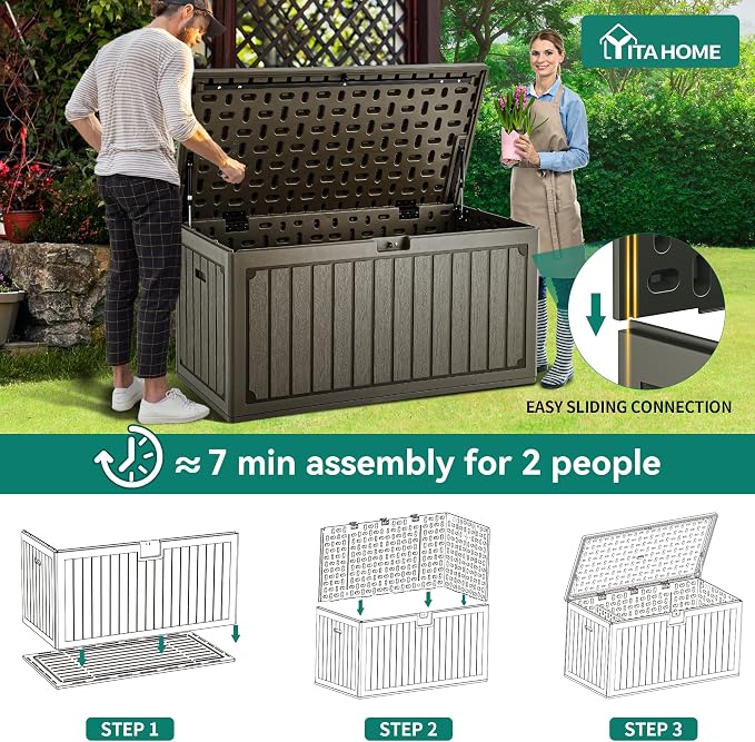 YITAHOME 90 Gallon Double-Wall Deck Box - Image 5