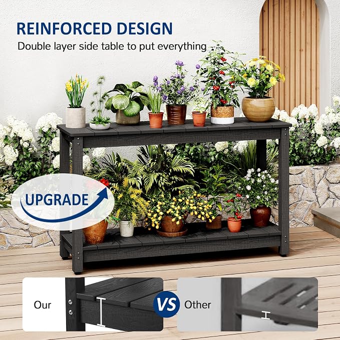 Outdoor Console Table, 440LBS Weight Capacity, 2-Tier Multifunctional Buffet - Image 4