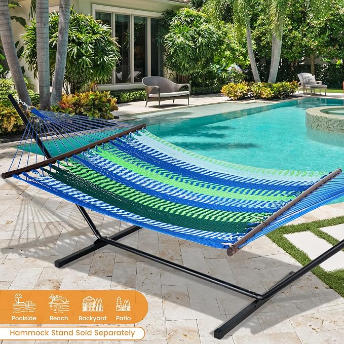 Lazy Daze Hammocks 10.5 FT Double 2 Person Caribbean Rope Hammock, Hand Woven - Image 2