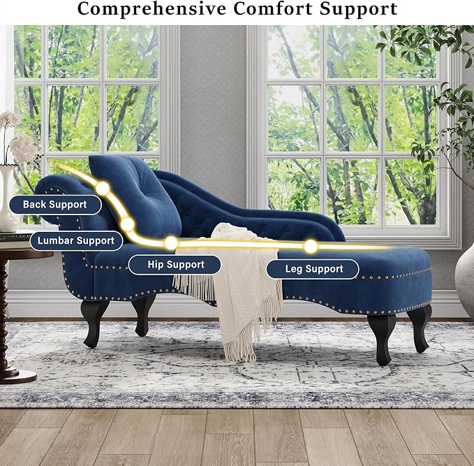 Merax 62'' Velvet Chaise Lounge Indoor - Image 5