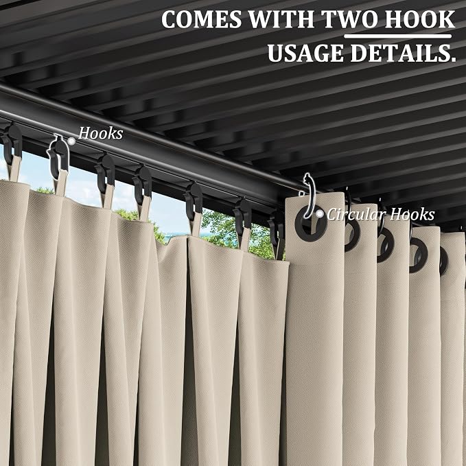 Gazebo Universal Replacement Privacy Curtain, 4-Panels Sidewall Curtains - Image 3
