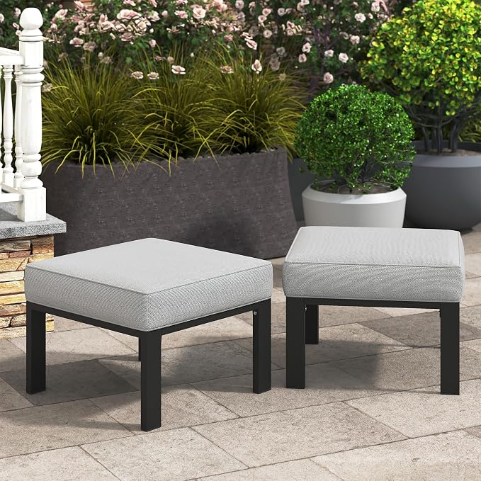 Wisteria Lane Patio Furniture Footstools Metal Ottomans Set of 2, Metal Outdoor by WisteriaLane