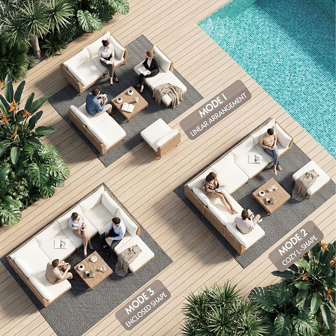 ENSTVER 8-Piece Dual-Strand Wicker Outdoor Sectional, Premium Outdoor Sofa - Image 6