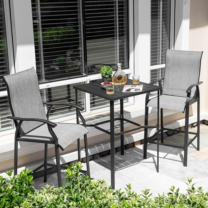 NUU GARDEN 3 Piece Outdoor Bar Set, Bar Height Patio Bistro Set, Textilene - Image 2