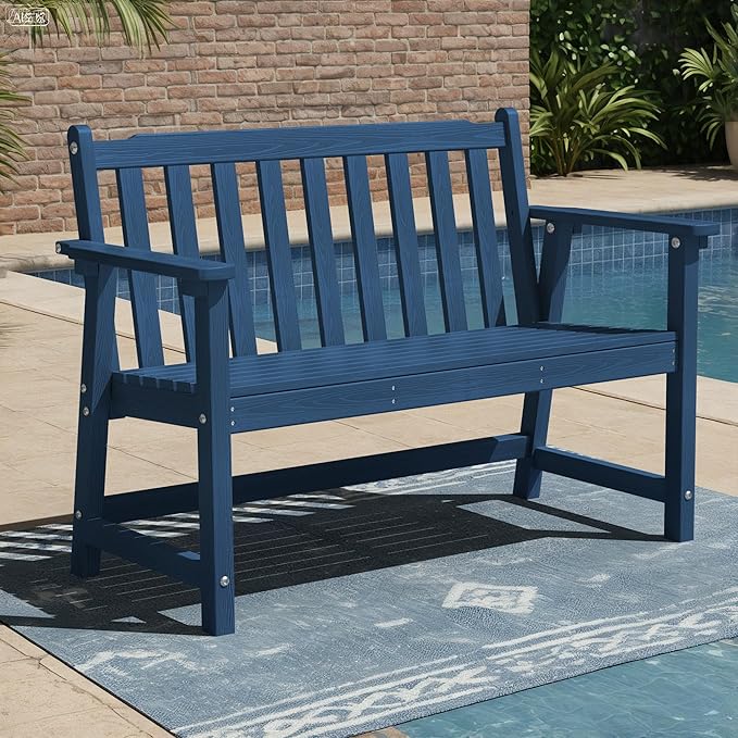 Ciokea 48" Outdoor Bench, HDPE Weatherproof Porch Bench, 2-Person Garden Benches by CIOKEA