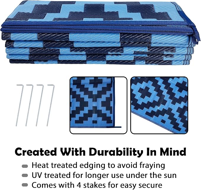 SAND MINE Reversible Mats, Plastic Straw Rug, Modern Area Rug, Large Floor Mat - Image 4