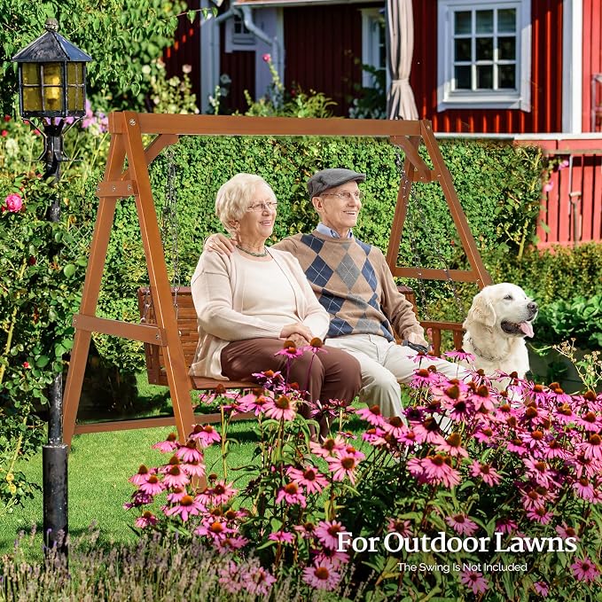 VINGLI 4FT Porch Swing Frame, 660 LBS Capacity Wooden A-Frame Swing Stand - Image 7
