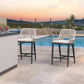 PURPLE LEAF Counter Height Bar Stools Set of 2 Outdoor Bar Chair by PURPLELEAF