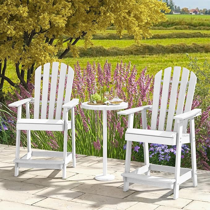 Tangkula Outdoor Bar Stool, HDPE Tall Adirondack Chair - Image 3