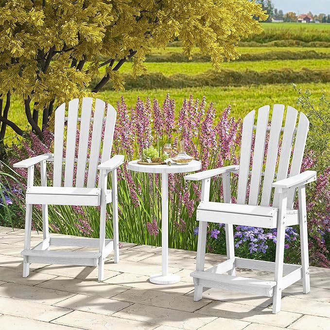 Tangkula Outdoor Bar Stool, HDPE Tall Adirondack Chair - Image 4