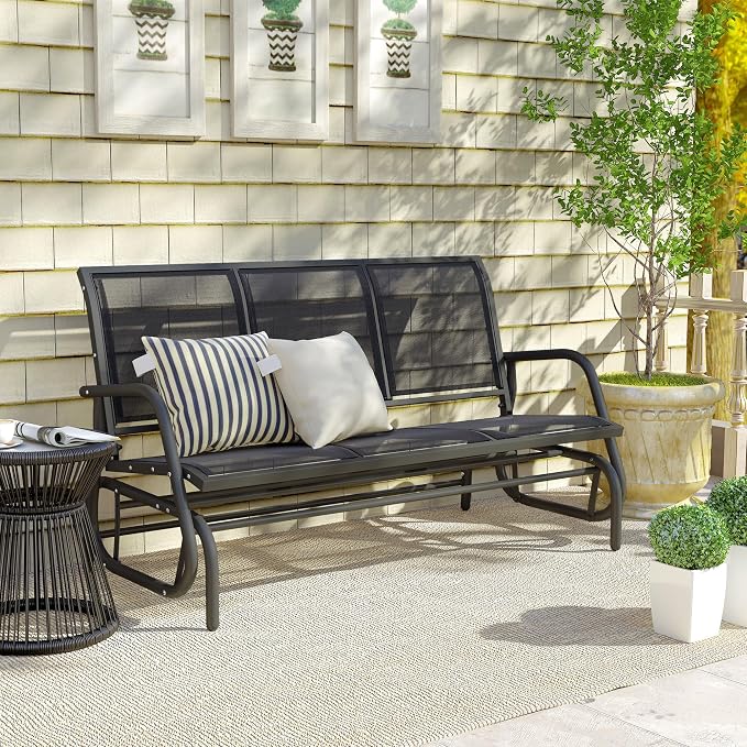 Outsunny 3-Person Patio Glider Bench, Outdoor Porch Glider Swing - Image 9