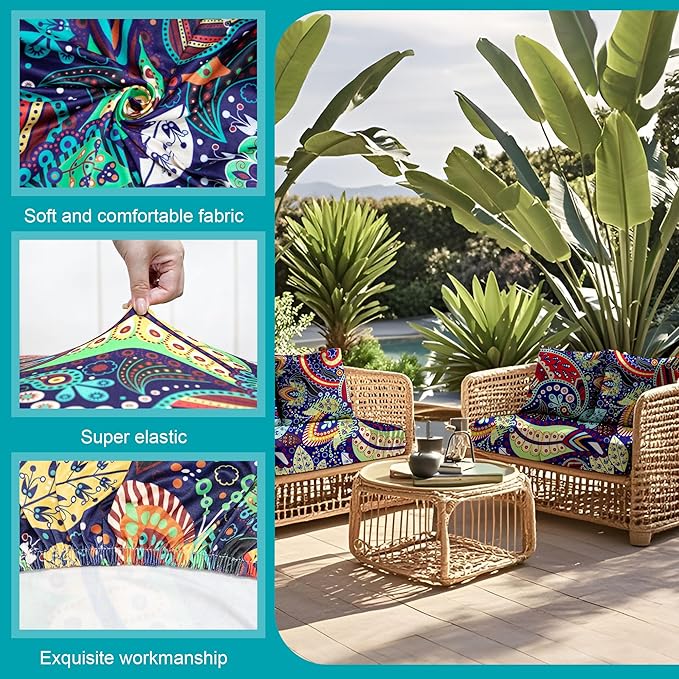 12 Pcs Stretch Patio Cushion Covers, Outdoor Couch Covers Replacement, Outdoor - Image 3