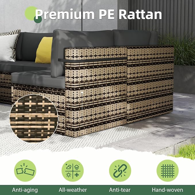 7-Piece Outdoor Sectional Sofa Set, Weather-Resistant Patio Furniture Set - Image 6