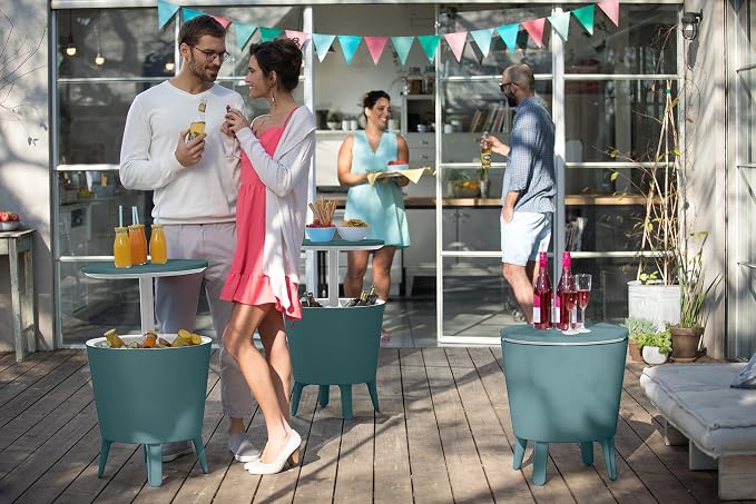 Keter Modern Cool Bar Outdoor Patio Furniture and Hot Tub Side Table - Image 10