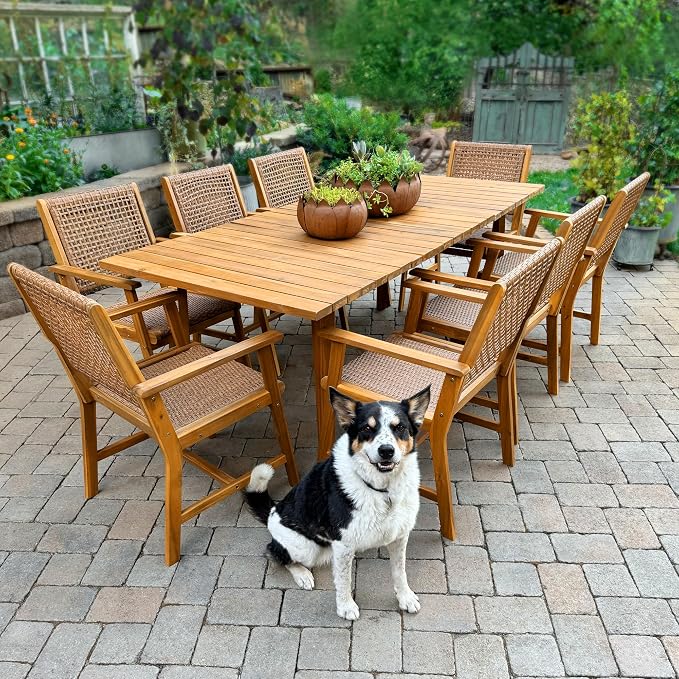 Sophia & William 9-Piece Patio Outdoor Dining Table Chair Set, Rattan Furniture by SophiaWilliam