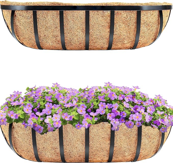 HFHOME 2 Pcs 24" Window Box Deck Railing Planter by HFHOME