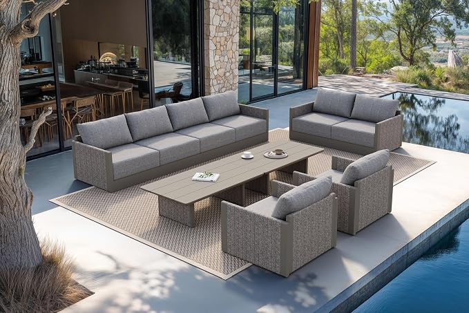 PURPLE LEAF Patio Furniture Set 10 Pieces Patio Seating Sofas Aluminum by PURPLELEAF