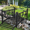 40in Garden Metal Bridges, Courtyard Outdoor Landscape Bridge, Metal Arch Bridge by Unknown