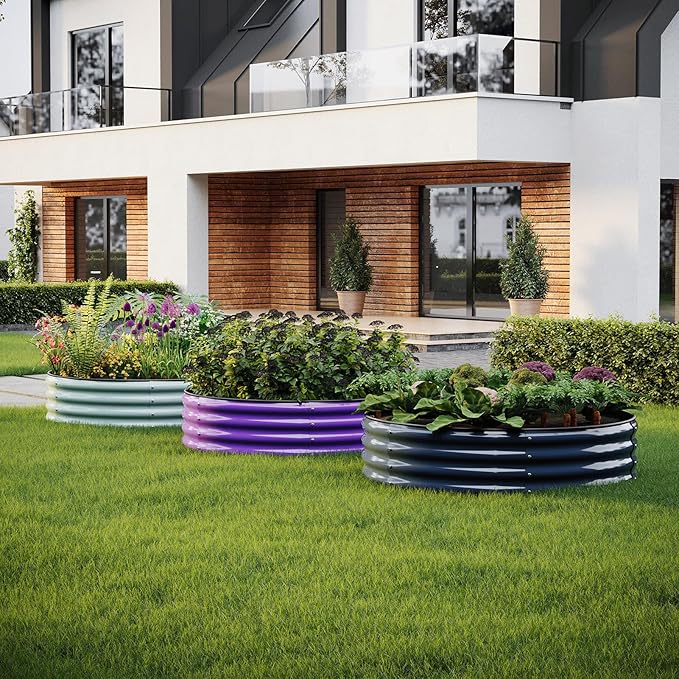 Galvanized Metal Planter Round Raised Garden Bed Kit - Image 7