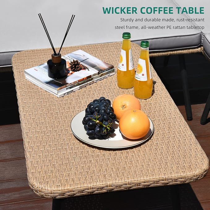 YITAHOME 4 Pieces Patio Furniture Set, Outdoor Wicker Conversation Sectional - Image 6