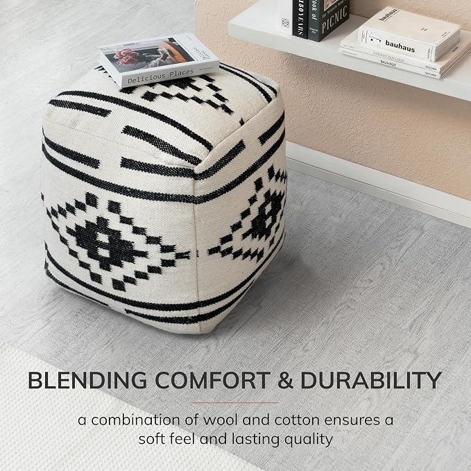 Anji Mountain Artisan Crafted Cotton Blend Pouf Ottoman | Versatile Floor - Image 3