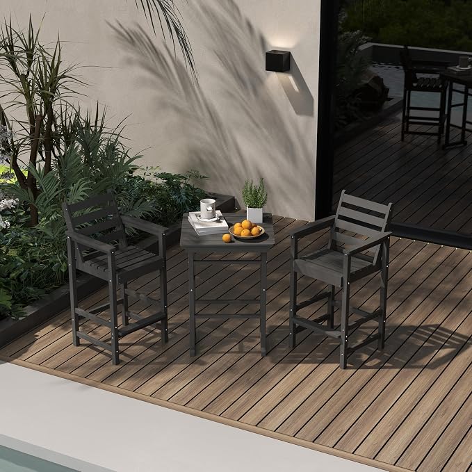 5-Piece Bar Height Adirondack Chairs and Table Set, Outdoor Patio Bar Set - Image 5