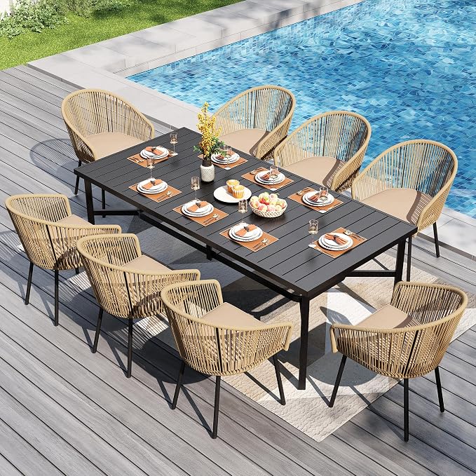 PHI VILLA 9 Pieces Outdoor Dining Set by PHIVILLAThepioneerofcomfortablehouseholdsupplies