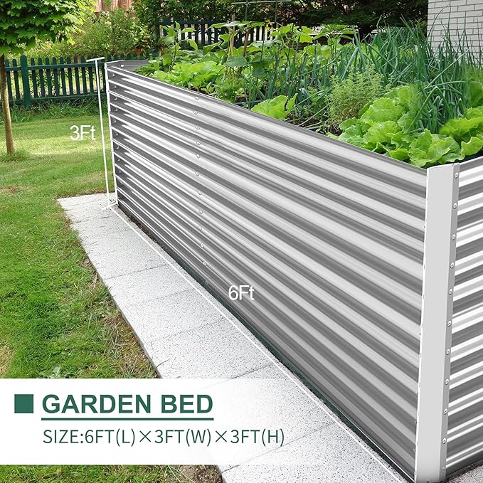 Land Guard 8x4x3ft Rectangular Galvanized Raised Garden Beds, Large-Capacity - Image 4