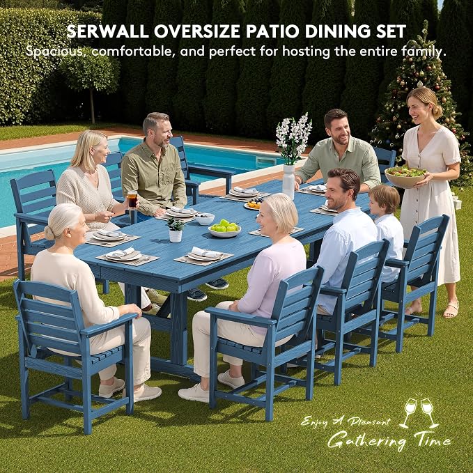 SERWALL Outdoor Dining Chairs Set of 4, All-Weather HDPE Patio Chair - Image 5