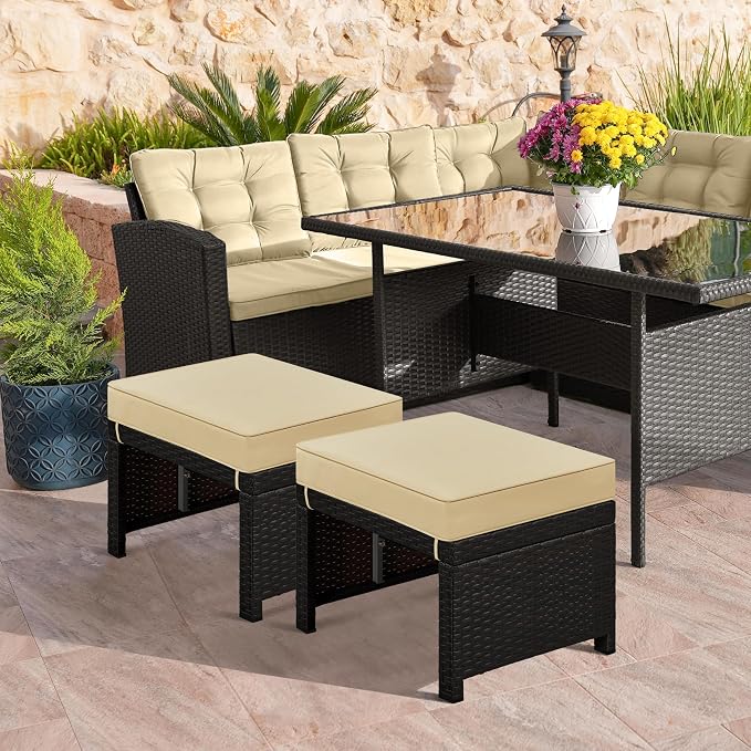 Yaheetech Wicker Ottomans - Image 2