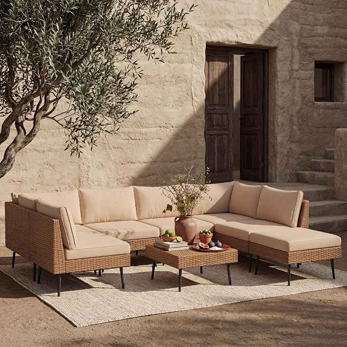 ENSTVER 8-Piece Dual-Strand Wicker Outdoor Sectional, Premium Outdoor Sofa by ENSTVER