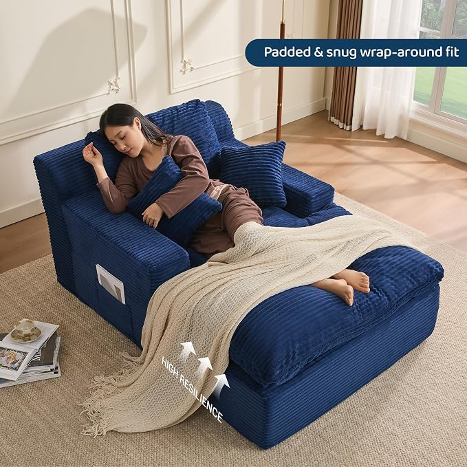 63" Chaise Lounge Chair Indoor, Set of Convertible Sleeper Sofa Couch - Image 5