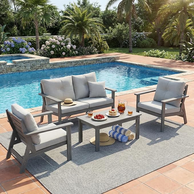 6-Piece HDPE Patio Furniture Set, Outdoor Sectional Sofa Set, All Weather - Image 2