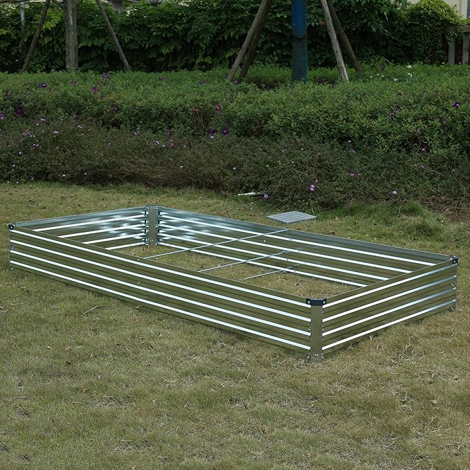 8x4x1ft Galvanized Raised Garden Bed, Outdoor Planter Box Metal Patio Kit - Image 6