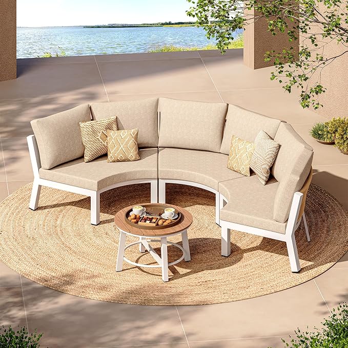 Outdoor Aluminum Round Coffee Table, All-Weather Patio Coffee Tables - Image 2