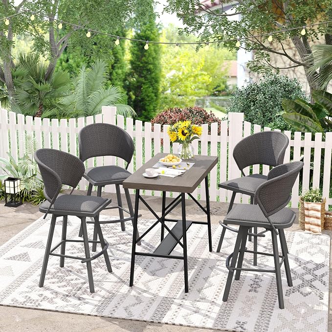 VICLLAX Patio Bar Table Rectangle Outdoor Counter Height Dining Table - Image 6