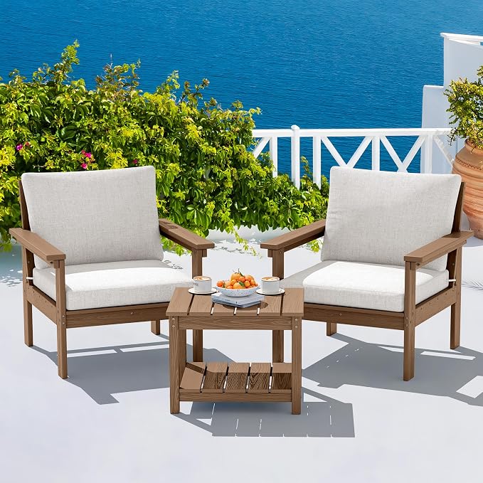 SERWALL HDPE Patio Sofa Set, 3-piece Sectional Outdoor Furniture Set, All by SERWALL