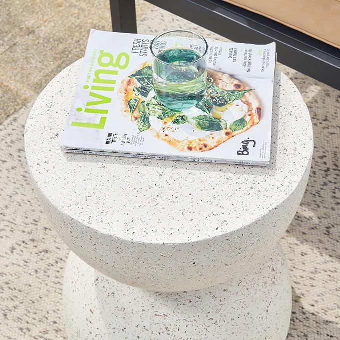 Glitzhome Outdoor Side Tables Set of 2, Heavy Duty Patio Sturdy Faux Terrazzo - Image 9
