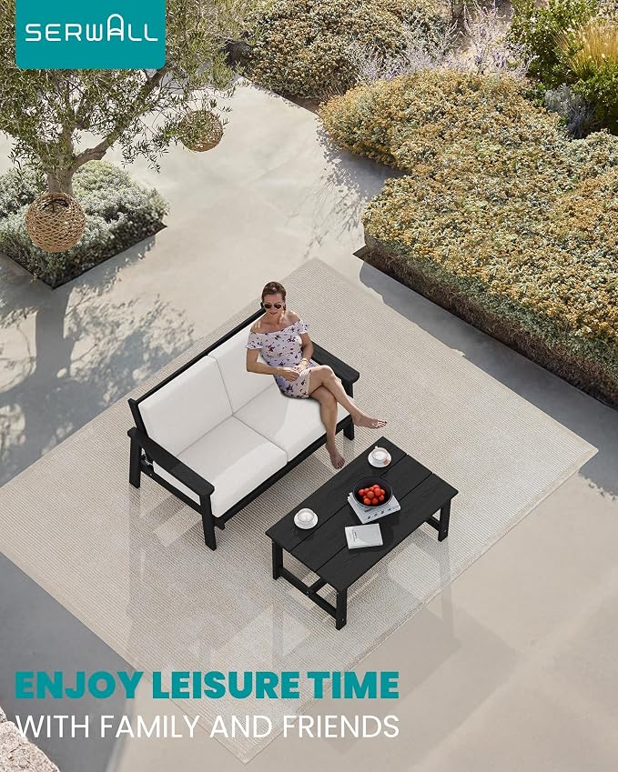 SERWALL HDPE Outdoor Patio Loveseat - Image 8