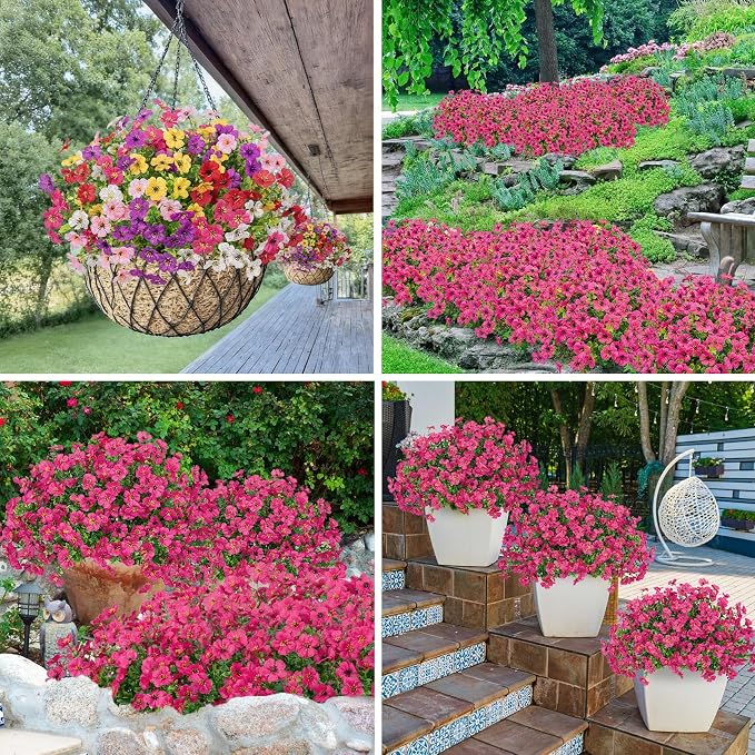 Bassion Artificial Flowers for Outdoors, 24 Bundles UV Resistant Fake Flowers - Image 4