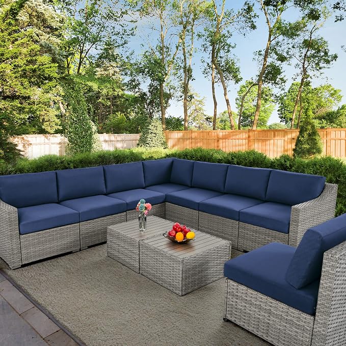 HAPPATIO 10 Piece Patio Conversation Set, Patio Furniture Set by HAPPATIO