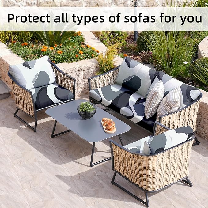 8Pcs Stretch Patio Cushion Covers, Outdoor Couch Covers Replacement, Outdoor - Image 4