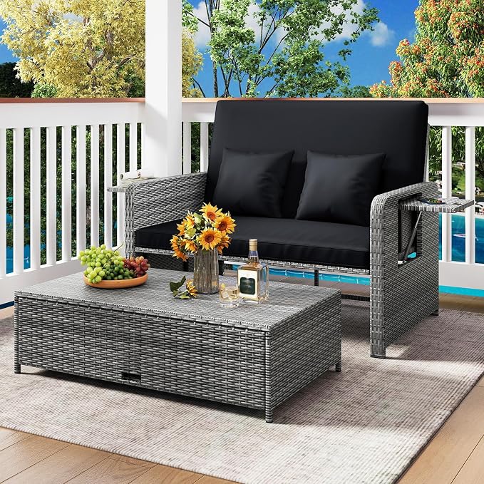 HAPPYGRILL Patio Rattan Wicker Daybed - Image 2