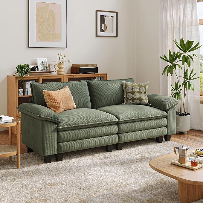 LINSY HOME 90'' Cloud Loveseat Sofa, Modular Sectional Couches Corduroy Cloud by LINSYHOME