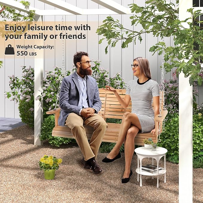 Tangkula 2 Person Hanging Porch Swing, Outdoor Bench Swing - Image 3
