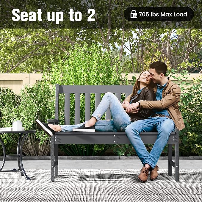 Tangkula HDPE Outdoor Garden Bench - Image 8