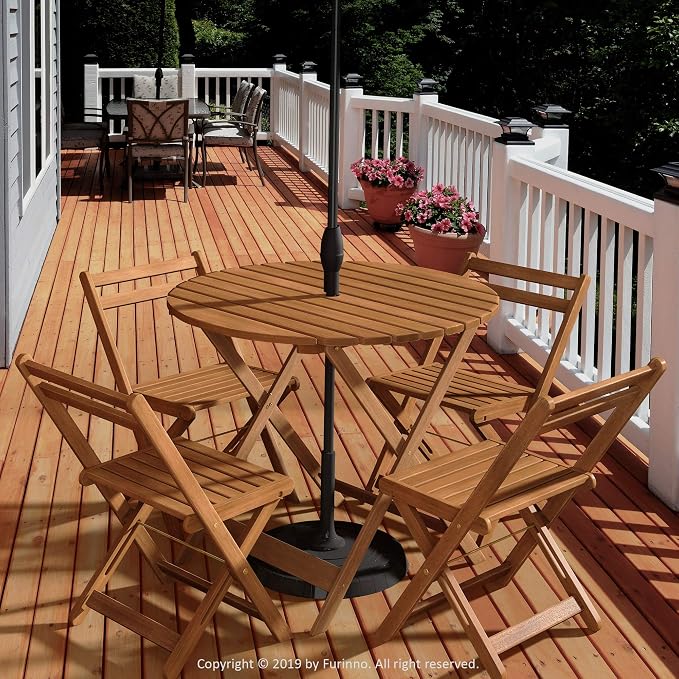Furinno FG19018F Tioman Outdoor Hardwood Nation Round Dining Table - Image 2