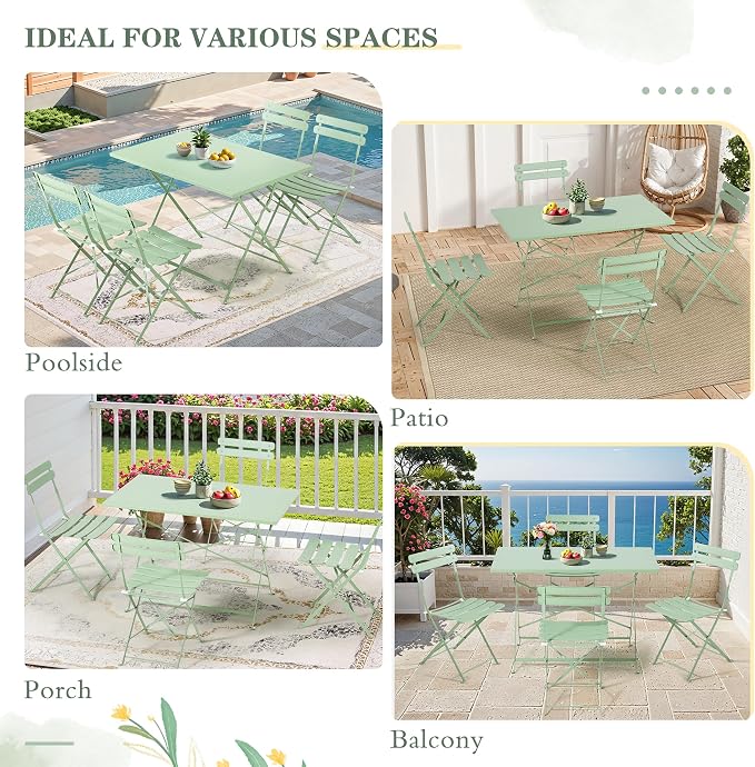 MELLCOM 5-Piece Foldable Patio Dining Set - Image 9