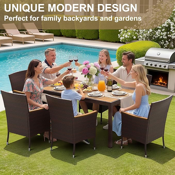 Devoko Dining 7 PCS Furniture, Patio Conversation Set - Image 5